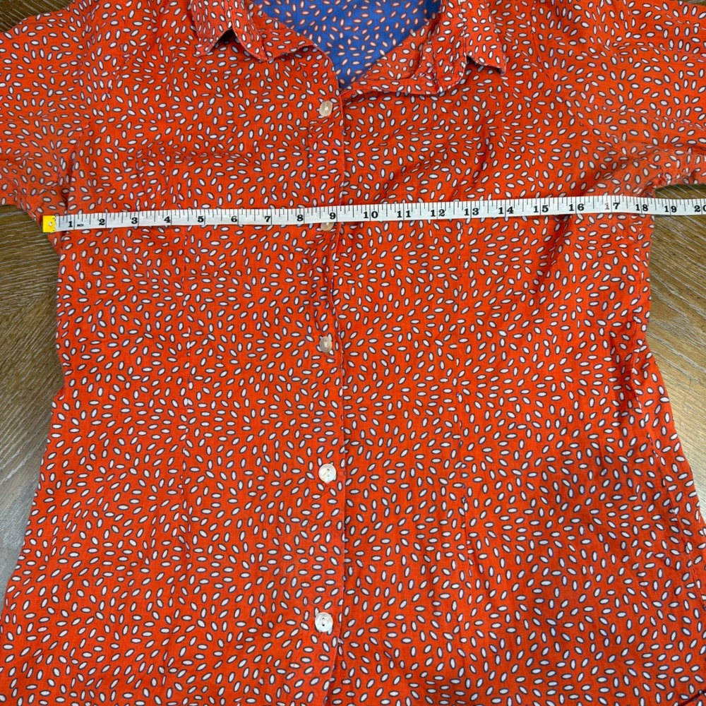 Gretchen Scott Cotton Button Down Patterned Bell Sleeve Blouse Size Medium - Picture 6 of 9